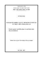 Giải quyết khiếu nại về thi hành án dân sự từ thực tiễn tỉnh long an (tóm tắt)