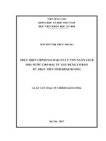 Thực hiện chính sách quản lý vốn ngân sách nhà nước cho đầu tư xây dựng cơ bản từ thực tiễn tỉnh bình dương 