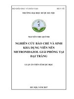 Nghiên cứu bào chế và sinh khả dụng viên nén metronidazol giải phóng tại đại tràng