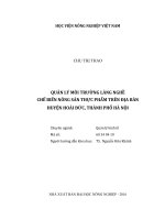 quản lý môi trường làng nghề  chế biến nông sản thực phẩm trên địa bàn  huyện hoài đức, thành phố hà nội 