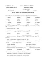 Đề thi học kỳ 2 môn Tiếng Anh lớp 12 trường THPT Số 1 Phù Mỹ, Bình Định năm học 2010  2011 
