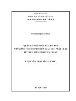 quản lý nhà nước của ủy ban nhân dân tỉnh về phổ biến giáo dục pháp luật từ thực tiễn tỉnh tiền giang