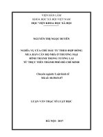 Nghĩa vụ của chủ đầu tư theo hợp đồng mua bán căn hộ nhà ở thương mại hình thành trong tương lai từ thực tiễn thành phố hồ chí minh (tóm tắt)