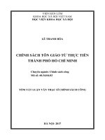 Chính sách tôn giáo từ thực tiễn thành phố hồ chí minh (tóm tắt)