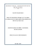 Nhân tố ảnh hưởng đến hiệu lực tác động của kênh lãi suất trong điều hành chính sách tiền tệ tại Việt Nam