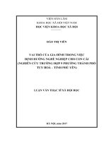 Vai trò của gia đình trong việc định hướng nghề nghiệp cho con cái, nghiên cứu trường hợp 9 phường thuộc thành phố tuy hoà, tỉnh phú yên 