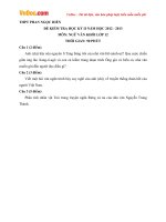 Đề thi học kì 2 môn Ngữ văn lớp 12 trường THPT Phan Ngọc Hiển, Cà Mau năm học 2012  2013 