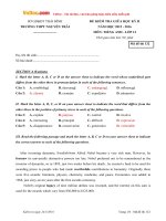 Đề thi giữa học kỳ 2 môn Tiếng Anh lớp 12 trường THPT Nguyễn Trãi, Thái Bình năm học 2015  2016 