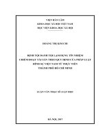 Định tội danh tội lạm dụng tín nhiệm chiếm đoạt tài sản theo pháp luật việt nam từ thực tiễn thành phố hồ chí minh 