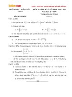 Đề thi học kì 2 môn Toán lớp 12 trường THPT Ngô Quyền năm học 2014  2015 
