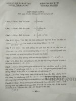 Đề thi học kì 2 môn Toán lớp 12 năm 2016 thành phố Đà Nẵng 