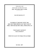 Tái định cư khi nhà nước thu hồi đất theo pháp luật việt nam từ thực tiễn huyện đức hòa, tỉnh long an (tóm tắt)