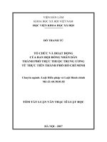 Tổ chức và hoạt động của ban hội đồng nhân dân thành phố trực thuộc trung ương, từ thực tiễn thành phố hồ chí minh (tóm tắt)