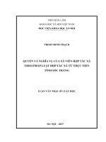 Quyền và nghĩa vụ của xã viên hợp tác xã theo pháp luật hợp tác xã từ thực tiễn tỉnh sóc trăng