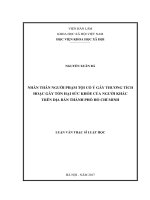 Nhân thân người phạm tội cố ý gây thương tích hoặc gây tổn hại cho sức khỏe của người khác trên địa bàn thành phố hồ chí minh 