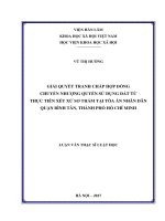 Giải quyết tranh chấp hợp đồng chuyển nhượng quyền sử dụng đất từ thực tiễn xét xử sơ thẩm tại tòa án nhân dân quận bình tân, thành phố hồ chí minh 