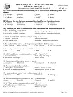 Đề thi giữa học kỳ 2 môn tiếng Anh lớp 12 trường THPT Gia Định, TP. Hồ Chí Minh năm học 2010  2011 