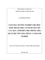 Giáo dục hướng nghiệp cho học sinh THCS huyện mỏ cày bắc, tỉnh bến tre trong mối quan hệ với cộng đồng và doanh nghiệp 