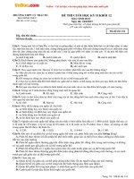 Đề thi học kì 2 môn Sinh học lớp 12 trường THPT Lý Thái Tổ, Bắc Ninh năm 2014  2015