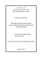 Thực hiện chính sách dạy nghề cho lao động nông thôn từ thực tiễn tỉnh bình dương (tt0 