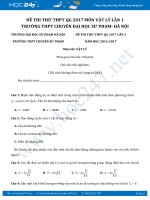 Đề thi thử THPT QG 2017 môn Vật Lý trường Chuyên ĐH Sư Phạm Hà Nội