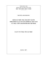 Kiểm sát điều tra tội giết người theo pháp luật tố tụng hình sự việt nam từ thực tiễn thành phố hồ chí minh