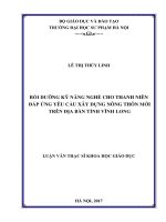 Bồi dưỡng kĩ năng nghề cho thanh niên đáp ứng yêu cầu xây dựng nông thôn mới trên địa bàn tỉnh vĩnh long 
