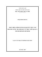 Thực hiện chính sách việc làm khi nhà nước thu hồi đất từ thực tiễn quận 2, thành phố hồ chí minh