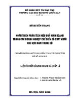 Hoàn thiện phân tích hiệu quả kinh doanh trong các doanh nghiệp chế biến gỗ xuất khẩu Khu vực Nam Trung bộ