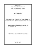 Vai trò của tòa án trong thi hành án hình sự từ thực tiễn quận bình tân, thành phố hồ chí minh (tóm tắt)