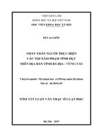 Nhân thân người thực hiện các tội xâm phạm tình dục trên địa bàn tỉnh bà rịa – vũng tàu (tóm tắt) 