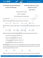 Đề thi thử THPT QG 2017 môn Vật Lý lần 2 Sở GDĐT tỉnh Tuyên Quang