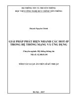 luận án tiến sĩ  giải pháp phát hiện nhanh các hot IP trong hệ thống mạng và ứng dụng (tt)
