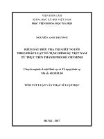 Kiểm sát điều tra tội giết người theo pháp luật tố tụng hình sự việt nam từ thực tiễn thành phố hồ chí minh (tóm tắt)
