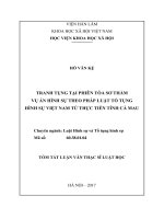 Tranh tụng tại phiên tòa sơ thẩm vụ án hình sự theo pháp luật tố tụng hình sự việt nam từ thực tiễn tỉnh cà mau (tt) 