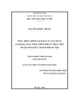Thực hiện chính sách đầu tư xây dựng cơ sở hạ tầng nông thôn mới từ thực tiễn huyện hoài đức thành phố hà nội 
