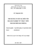 Thi hành án dân sự đối với doanh nghiệp từ thực tiễn thành phố hải phòng (tóm tắt)