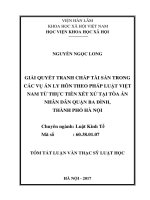 Giải quyết tranh chấp tài sản trong các vụ án ly hôn theo pháp luật việt nam từ thực tiễn xét xử của tòa án nhân dân quận ba đình (tóm tắt)