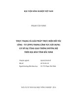 Thực trạng và giải pháp thực hiện đối tác  công   tư (ppp) trong lĩnh vực xây dựng   cơ sở hạ tầng giao thông đường bộ  trên địa bàn tỉnh bắc ninh 