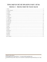 TỔNG HỢP 20 CHỦ ĐỀ SPEAKING PART 1 SẼ RA THÁNG 5 – THÁNG 92017