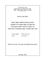 Thực hiện chính sách gắn kết nghiên cứu khoa học xã hội với ứng dụng thực tiễn từ thực tế viện hàn lâm khoa học xã hội việt nam (tóm tắt) 