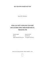 nâng cao chất lượng đào tạo nghề  cho lao động nông thôn huyện phù cừ,  tỉnh hưng yên 