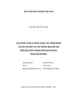 giải pháp tăng cường công tác thẩm định các dự án đầu tư xây dựng khu đô thị trên địa bàn thành phố hải dương,tỉnh hải dương 