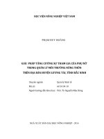 giải pháp tăng cường sự tham gia của phụ nữ  trong quản lý môi trường nông thôn  trên địa bàn huyện lương tài, tỉnh bắc ninh 