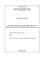 Thưc hiện chính sách thi đua, khen thưởng từ thực tiễn ở viện hàn lâm khoa học xã hội việt nam (tóm tắt)