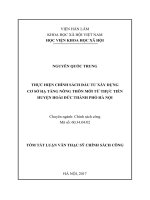 Thực hiện chính sách đầu tư xây dựng cơ sở hạ tầng nông thôn mới từ thực tiễn huyện hoài đức thành phố hà nội (tóm tắt)