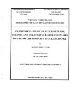 An empirical study on stock returns, volume, and volatility  listed companies on the ho chi minh city stock exchange 