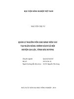 quản lý nguồn vốn cho sinh viên vay  tại ngân hàng chính sách xã hội  huyện gia lộc, tỉnh hải dương 