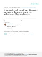 A comparative study on stability and functional properties of the proteins isolated from yellowfin tuna (Thunnus albacares) dark muscle by acidaided and alkalineaided processes