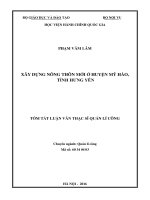 Xây dựng nông thôn mới ở huyện mỹ hào, tỉnh hưng yên (tt) 